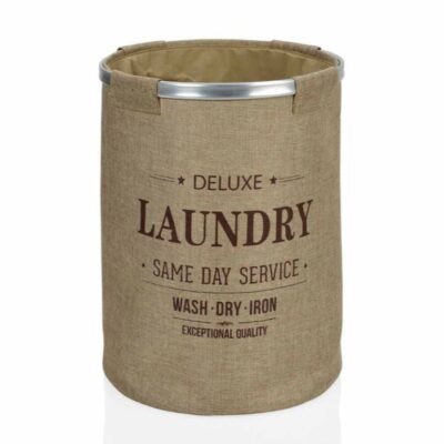 Cesta per biancheria in tela con scritta
