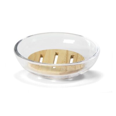 Portasaponetta vetro trasparente e frassino Andrea House