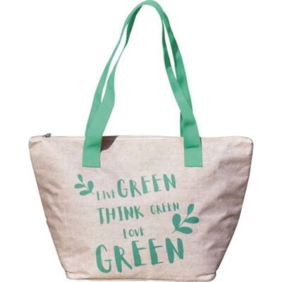 Borsa termica shopper con manici verdi