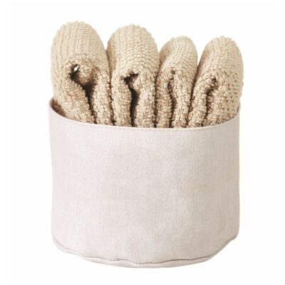 Cestino con 4 lavette color orzo