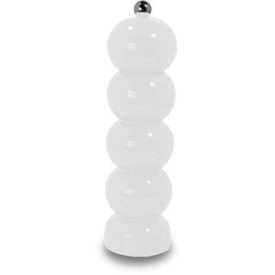 Macinapepe in legno laccato e ceramica di colore bianco