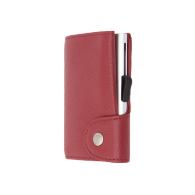 Portafoglio e porta carte di credito ciliegia pelle vera - C-Secure