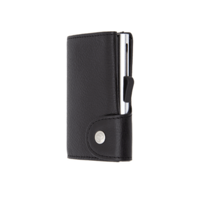 Portafoglio e porta carte di credito nero pelle vera - C-Secure