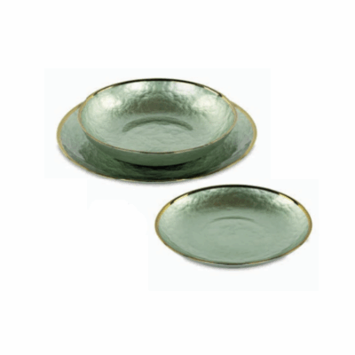 Set 18 piatti verdi con bordo oro - Tono su Tono