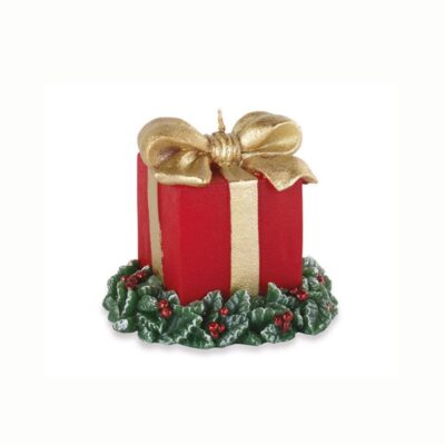 Candela decorativa a forma di pacco regalo rosso D105XH90- TonoSuTono
