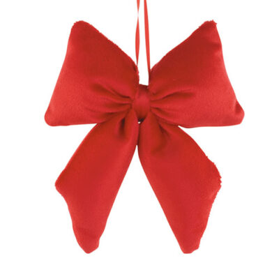 Fiocco natalizio in velluto rosso da appendere piccolo - TonoSuTono